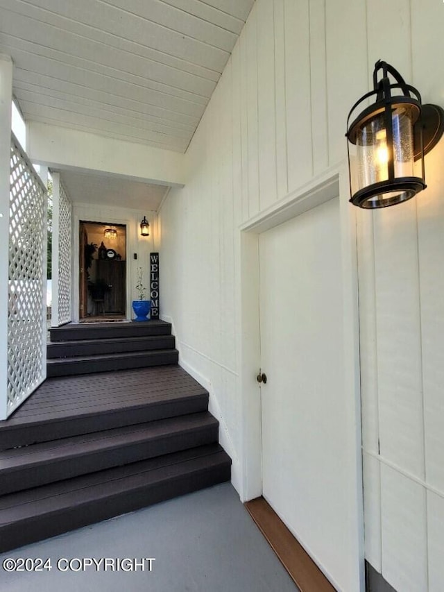 stairs with concrete floors