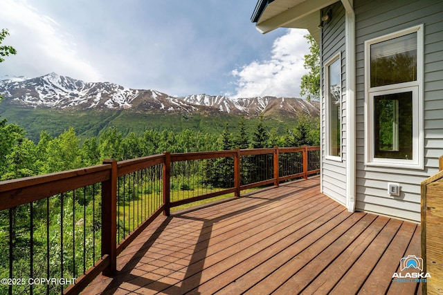 4477 Panther Dr, Eagle River, AK 99577 - wooden deck featuring a mountain view