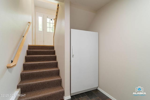 4477 Panther Dr, Eagle River, AK 99577 - staircase with baseboards and stone finish floors
