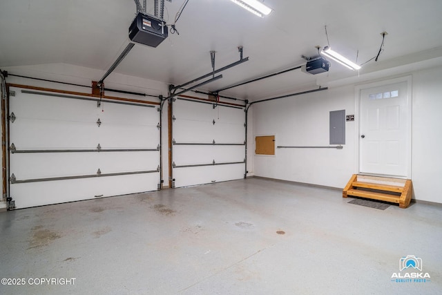 4477 Panther Dr, Eagle River, AK 99577 - garage featuring a garage door opener and electric panel