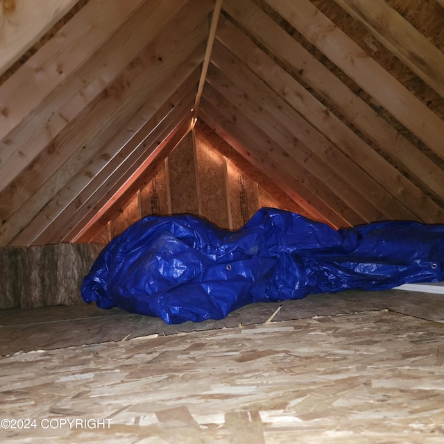 view of unfinished attic