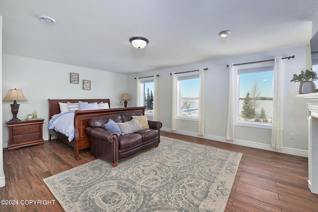 bedroom featuring dark hardwood / wood-style flooring