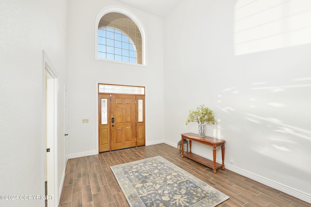 foyer with a towering ceiling