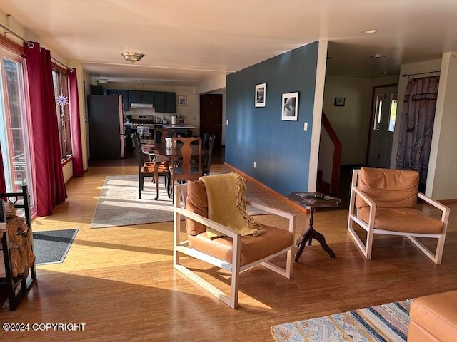 interior space with light hardwood / wood-style floors