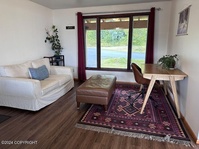 office area with hardwood / wood-style flooring