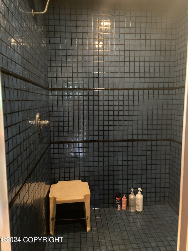 bathroom featuring a tile shower