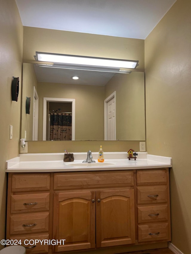 bathroom featuring vanity and walk in shower