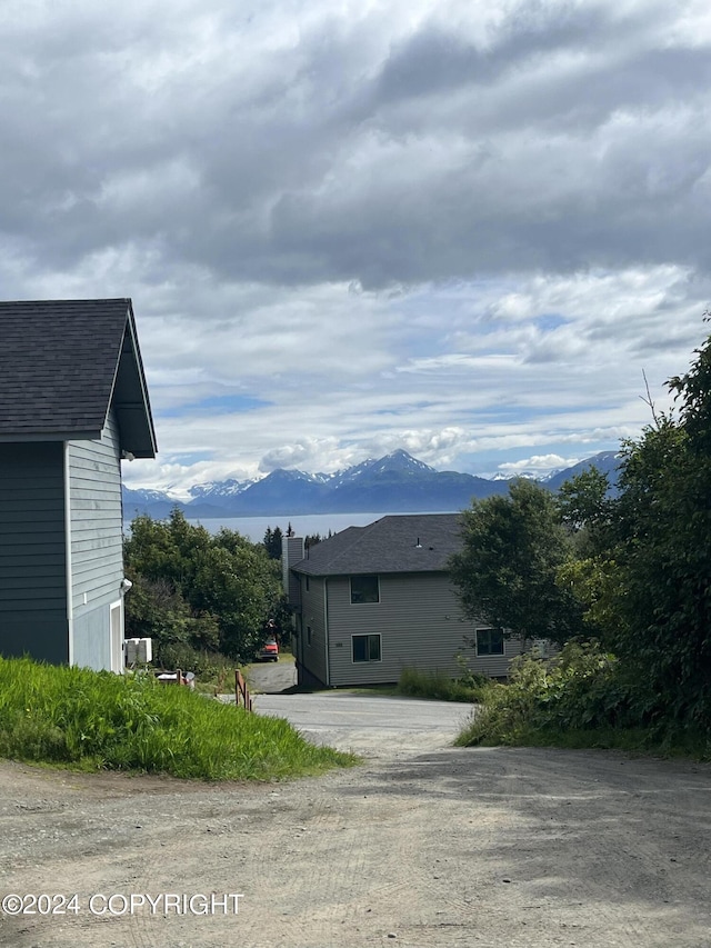 view of home's exterior featuring a mountain view