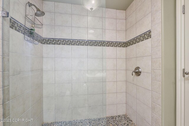 bathroom with a tile shower