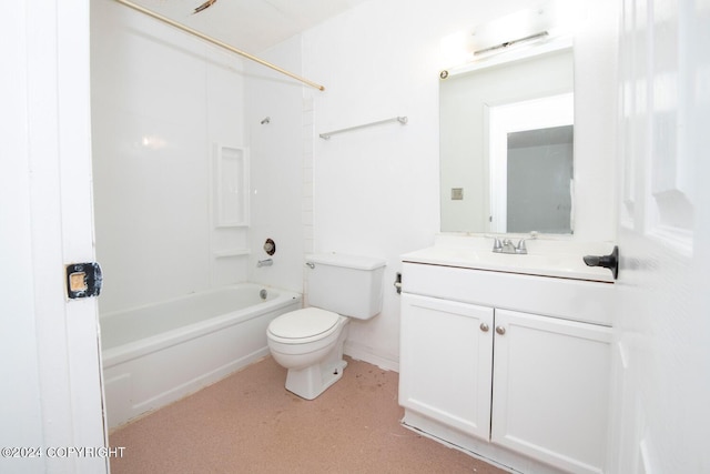 full bathroom with toilet, vanity, and shower / bath combination