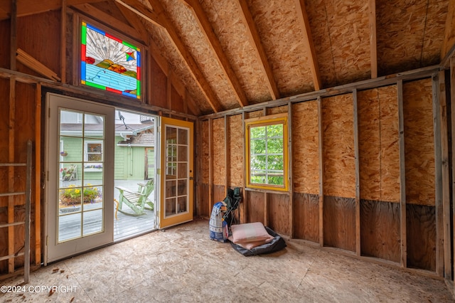 miscellaneous room with vaulted ceiling