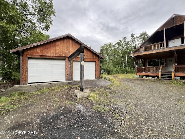 view of detached garage