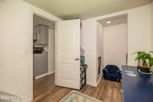 interior space with light hardwood / wood-style floors