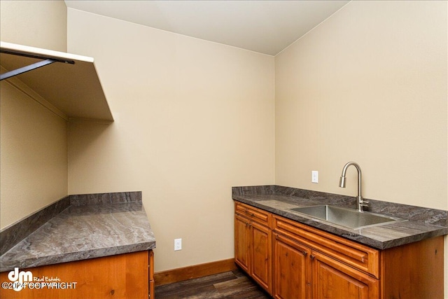 kitchen featuring sink and dark hardwood / wood-style flooring