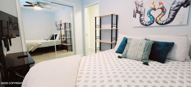 carpeted bedroom featuring a closet