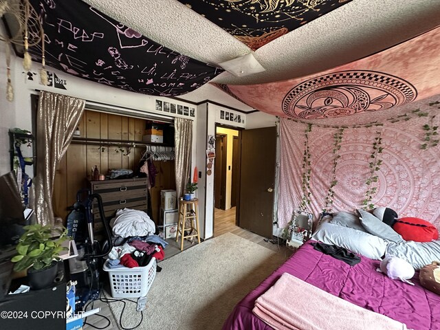 bedroom featuring a textured ceiling