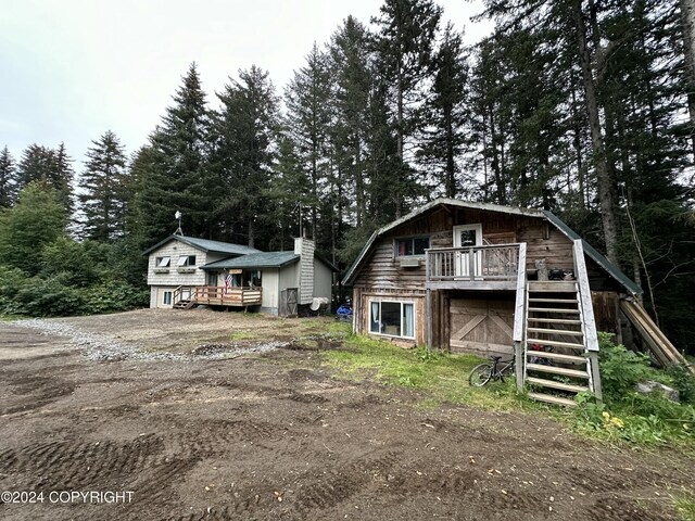 view of front of property with a deck