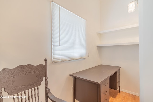 office area with light wood-type flooring