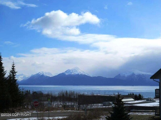 mountain view featuring a water view