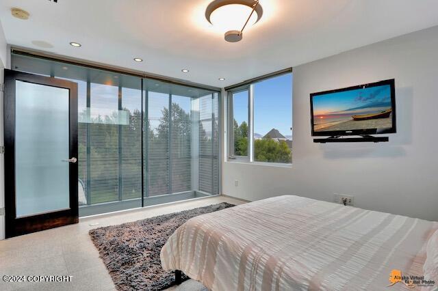 bedroom with recessed lighting