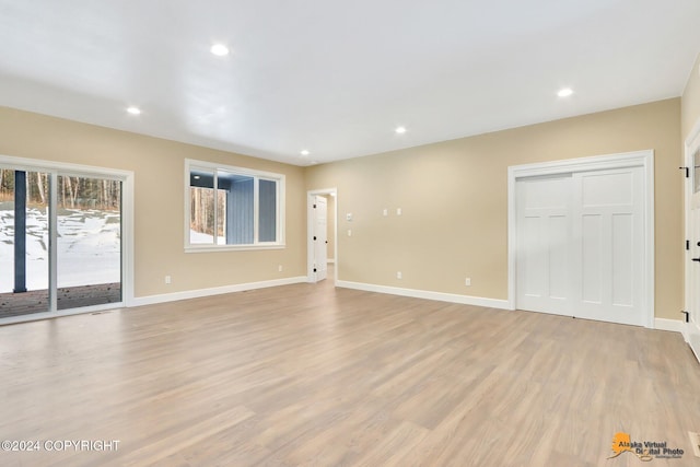 interior space with light hardwood / wood-style floors