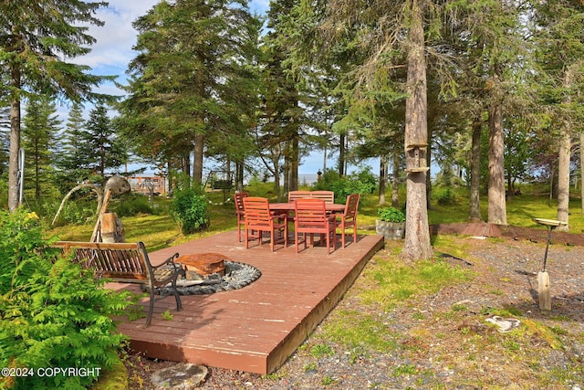 view of yard featuring a deck