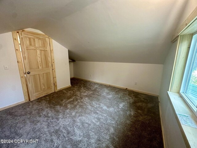 bonus room featuring lofted ceiling and carpet flooring