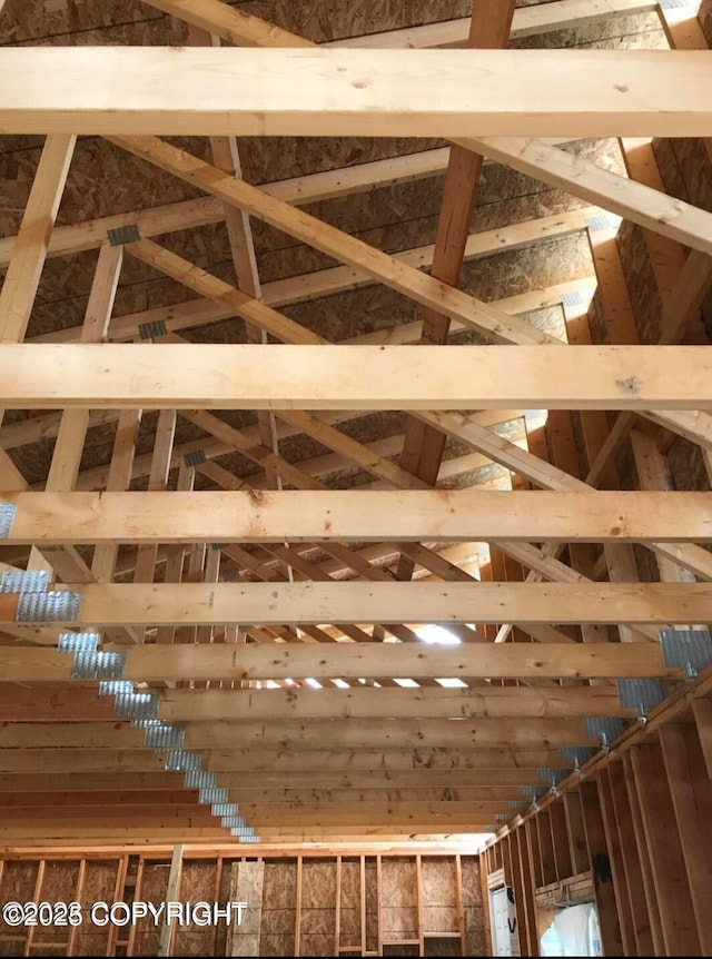 view of unfinished attic