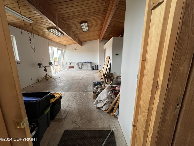 miscellaneous room featuring beamed ceiling