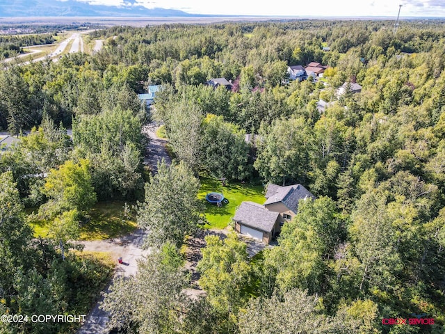 drone / aerial view featuring a view of trees