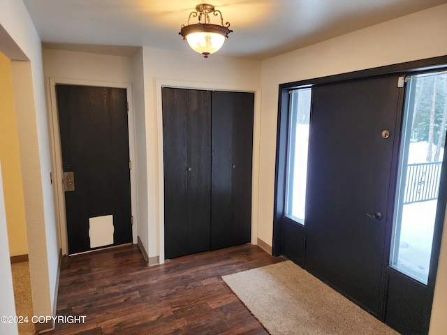 foyer with dark hardwood / wood-style flooring