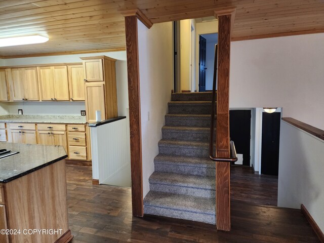 20527 Mark Cir, Chugiak, AK 99567 - stairs featuring wood finished floors and wooden ceiling