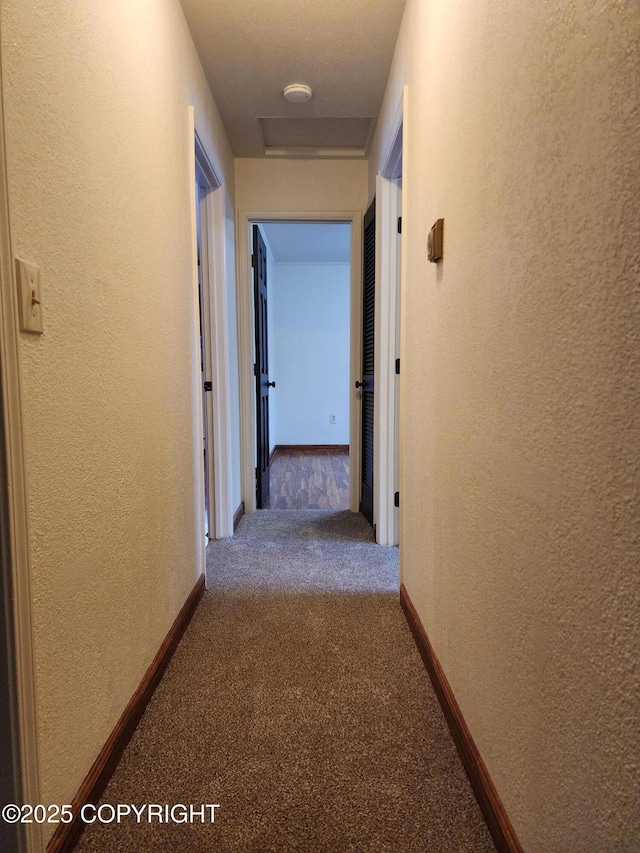 20527 Mark Cir, Chugiak, AK 99567 - hallway with a textured wall and carpet floors