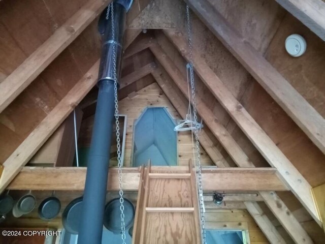 view of unfinished attic