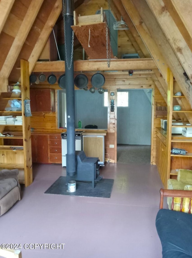 view of unfinished attic