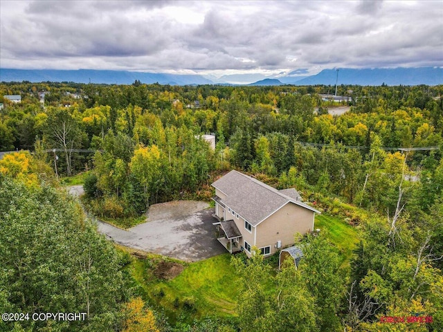 drone / aerial view with a mountain view