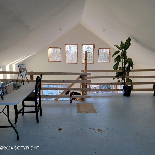 interior space with vaulted ceiling