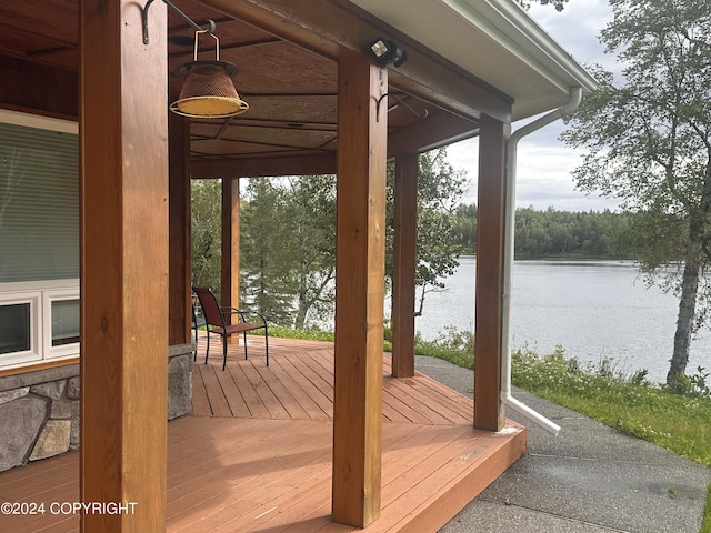 deck with a water view