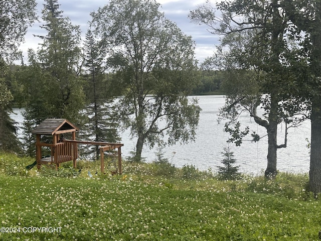 view of yard featuring a water view