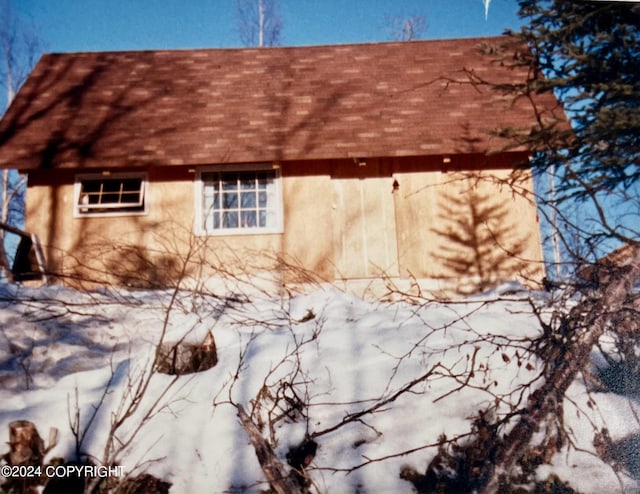 view of snowy exterior