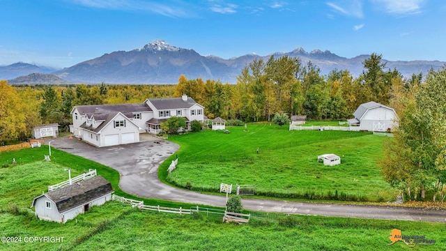 exterior space featuring a rural view and a mountain view