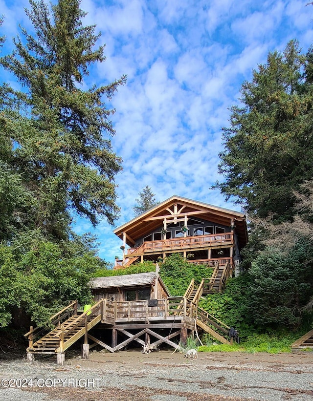 345 C St, Seldovia, AK 99663 - rear view of house with a deck and stairs