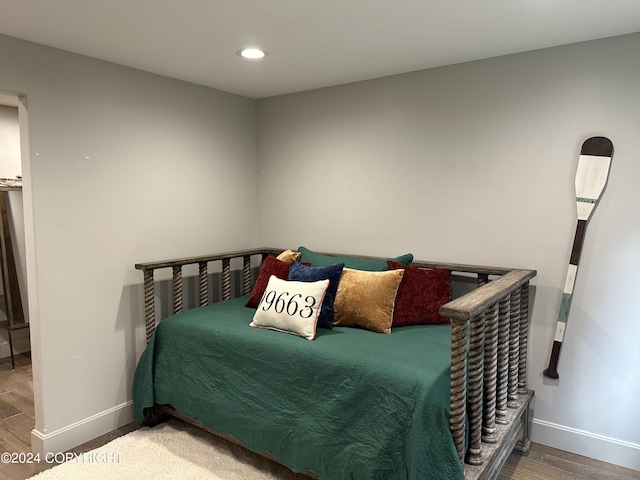 345 C St, Seldovia, AK 99663 - bedroom featuring baseboards, wood finished floors, and recessed lighting