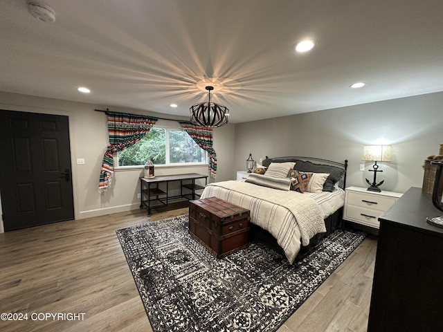 345 C St, Seldovia, AK 99663 - bedroom featuring baseboards, recessed lighting, and light wood-style floors