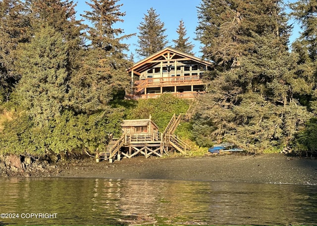 345 C St, Seldovia, AK 99663 - back of property with a water view and stairway