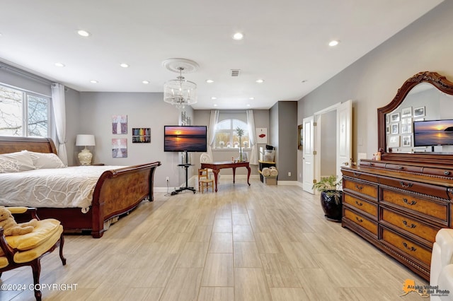 8100 Sky Mountain Ln, Anchorage, AK 99502 - bedroom with recessed lighting, baseboards, and light wood-style floors