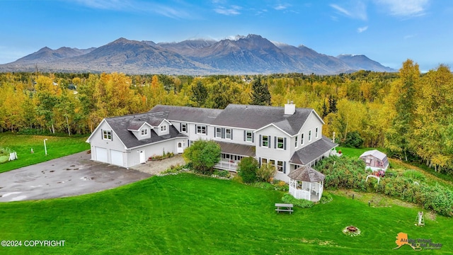 aerial view with a mountain view