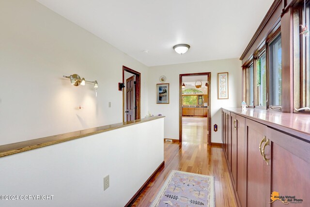hallway featuring light hardwood / wood-style floors and plenty of natural light