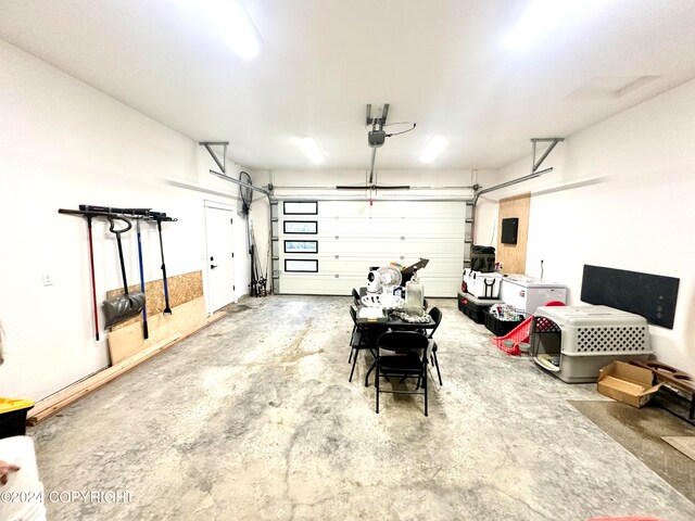 garage with a garage door opener