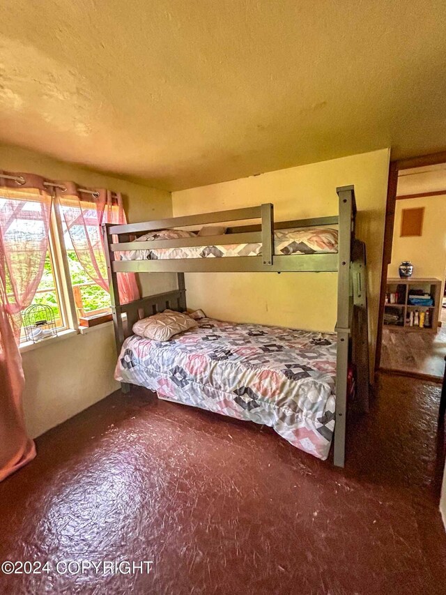 bedroom with a textured ceiling